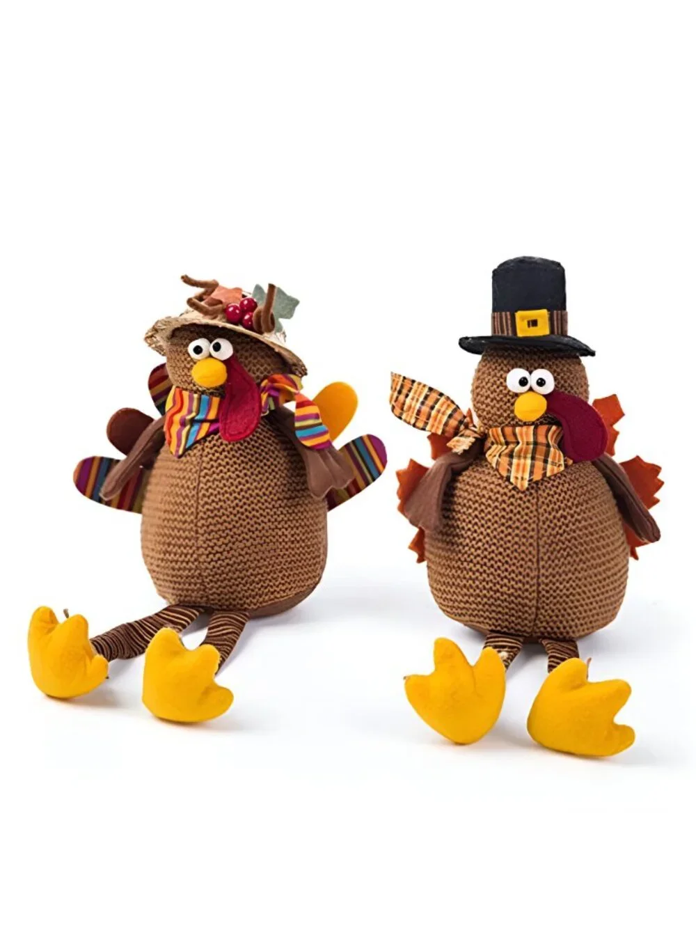 2 Pack Stuffed Turkey Couple Doll Thanksgiving Table Decoration